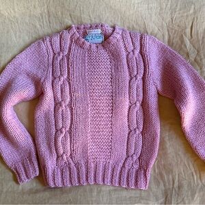 Hand Knitted Pink Sweater Vintage Sz S 🩷